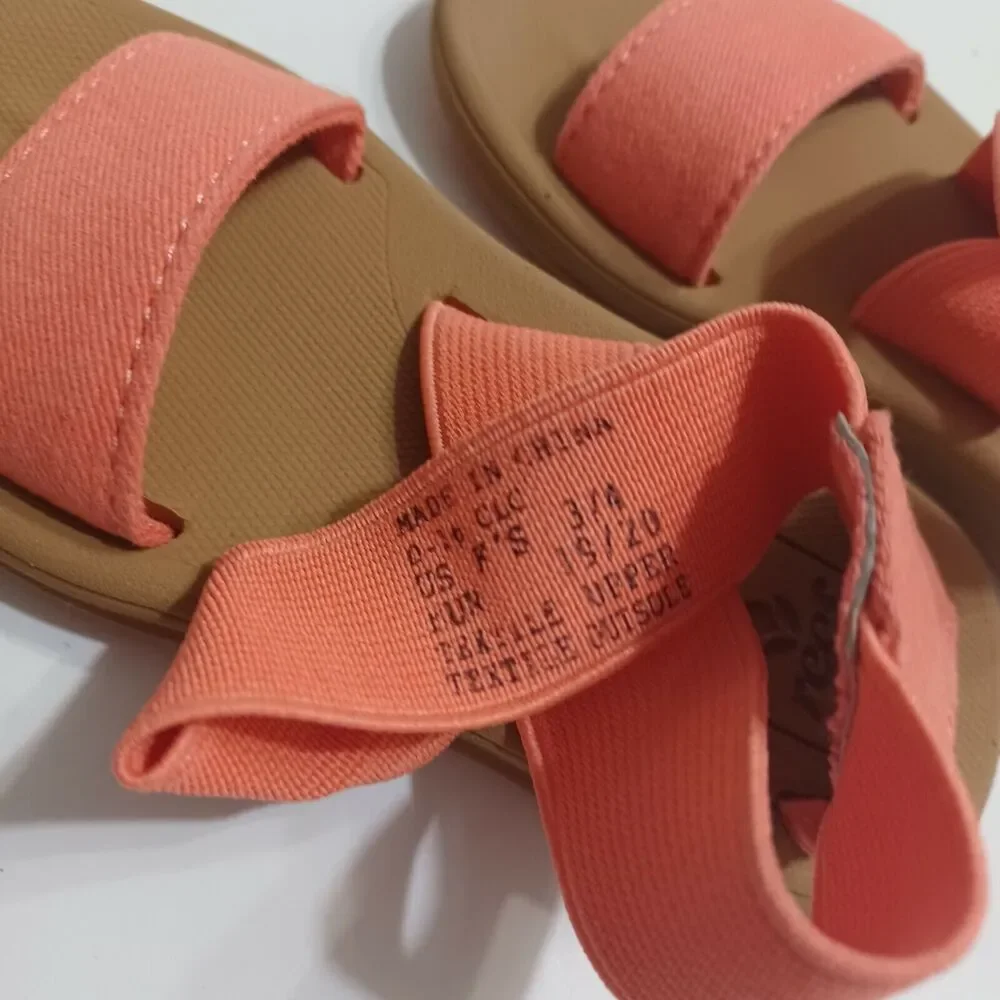 Reef Girls D-16 CLC Sandals Coral Brown Stretch Ankle Strap 3‎ k 4k New